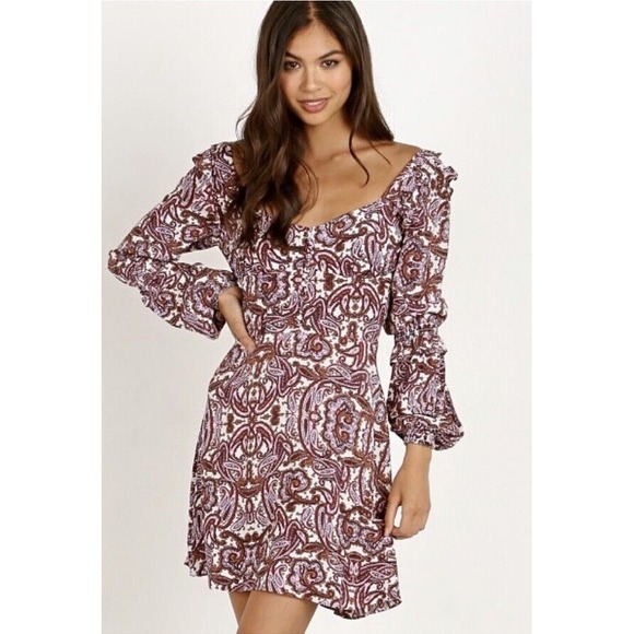 For Love And Lemons Dresses & Skirts - For Love & Lemons‎ Women's Large Mini Dress Georgi Babydoll Paisley Ruffle